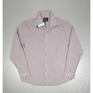 Bonobos Button Down Shirt Mens Large Maroon Slim Fit Check Long Sleeve NWT